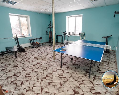 Комната с теннисным столом и досуговой зоной